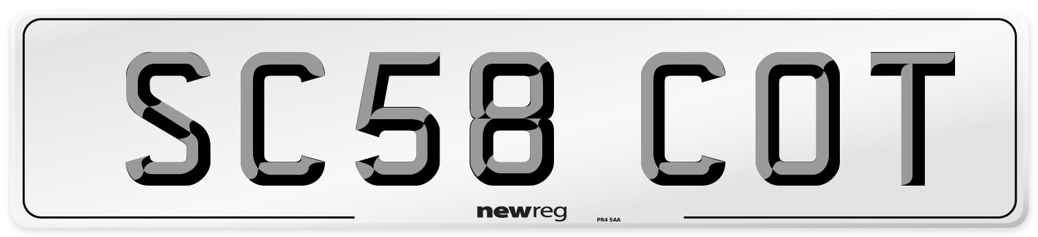 SC58 COT Number Plate from New Reg